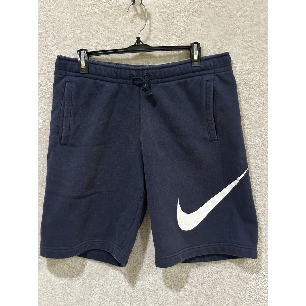 Nike Mens Navy Athleisure Lounge Shorts Med Workout Gym Fitness Running Fleece